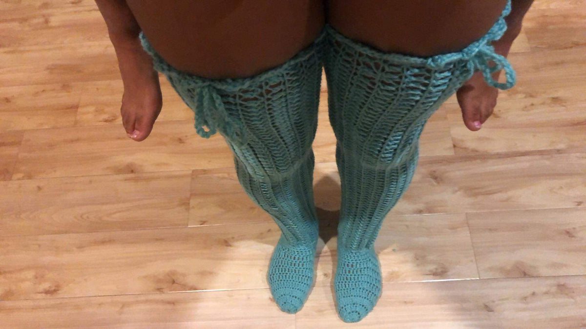 PRE ORDER - Sexy Crochet Thigh High Socks ( Pick Your Color) – Urban Vibe  Chic