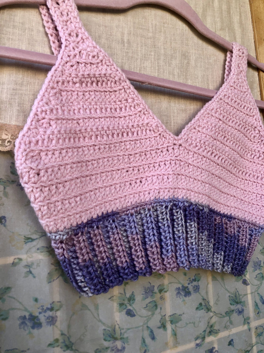 Crochet Crop Top Crochet Halter Bralette -Two Tone - Pink Purple – Urban  Vibe Chic