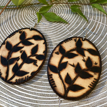 Wood Burned Earrings