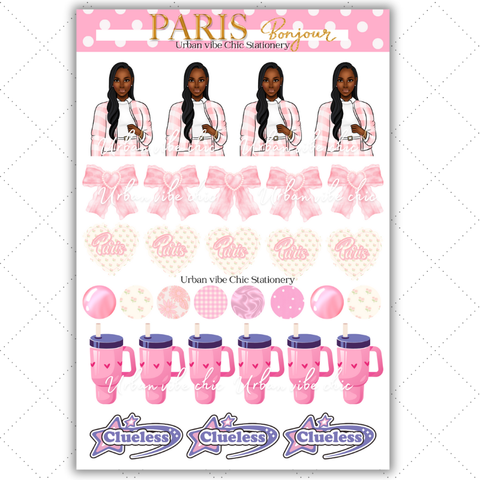 Black Girl Stickers - Pink Paris & Classy Sheet 1