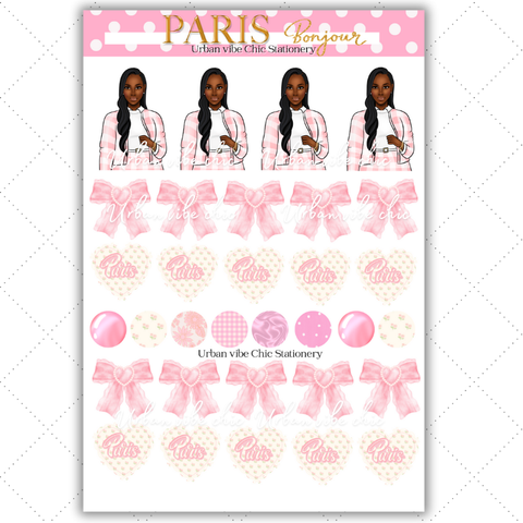 Black Girl Stickers - Pink Paris & Classy Sheet 2