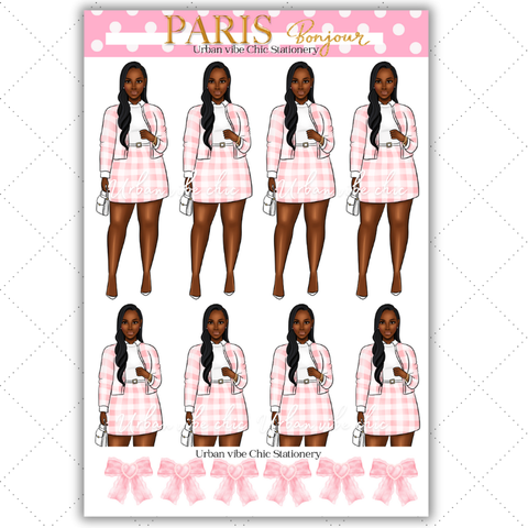 Black Girl Stickers - Pink Paris