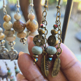 Vintage Beaded Earrings with Chain