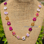 Pink & Purple Daisy Beaded Necklace |Flower Bead Bead Necklace | Urban Vibe Chic | Seed Bead Jewelry