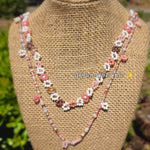 Pink Nude Daisy Beaded Necklace |Flower Bead Bead Necklace | Urban Vibe Chic | Seed Bead Jewelry