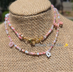 Pink Nude Daisy Beaded Necklace |Flower Bead Bead Necklace | Urban Vibe Chic | Seed Bead Jewelry