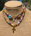 All That  Ankh Daisy Beaded Necklace |Flower Bead Bead Necklace | Urban Vibe Chic | Seed Bead Jewelry