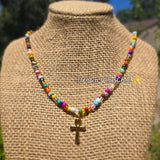 All That  Ankh Daisy Beaded Necklace |Flower Bead Bead Necklace | Urban Vibe Chic | Seed Bead Jewelry