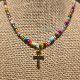 All That  Ankh Daisy Beaded Necklace |Flower Bead Bead Necklace | Urban Vibe Chic | Seed Bead Jewelry