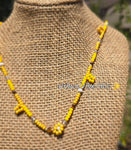 Brown & Yellow Daisy Beaded Necklace |Flower Bead Bead Necklace | Urban Vibe Chic | Seed Bead Jewelry