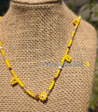 Brown & Yellow Daisy Beaded Necklace |Flower Bead Bead Necklace | Urban Vibe Chic | Seed Bead Jewelry