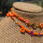 Orange Dream Daisy Beaded Necklace |Flower Bead Bead Necklace | Urban Vibe Chic | Seed Bead Jewelry