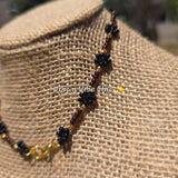 Black & Brown Daisy Beaded Anklet |Flower Bead Bead Anklet | Urban Vibe Chic | Seed Bead Jewelry