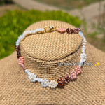 Nude Pink Daisy Beaded Anklet |Flower Bead Bead Anklet | Urban Vibe Chic | Seed Bead Jewelry | Beaded Necklace