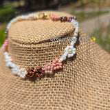 Nude Pink Daisy Beaded Anklet |Flower Bead Bead Anklet | Urban Vibe Chic | Seed Bead Jewelry | Beaded Necklace