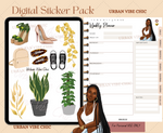 Black Girl Digital Planner, Nurse digital planner, Black Girl Digital Stickers, Pre-Cropped Stickers, Digital Notebook, Black Girl Templates