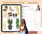 Black Girl Digital Planner, Nurse digital planner, Black Girl Digital Stickers, Pre-Cropped Stickers, Digital Notebook, Black Girl Templates