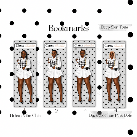 Black Girl Bookmarks -Pairs Black & White