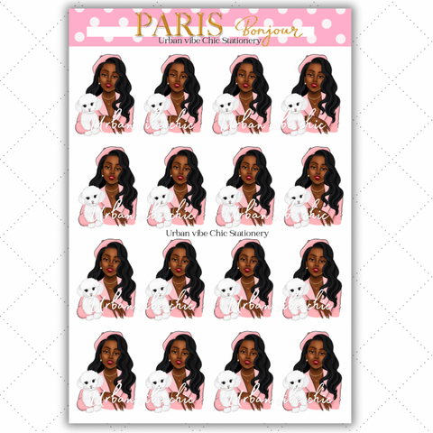 Black Girl Stickers - Pink Paris & Puppie