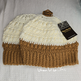 Top Bun Crochet Beanie Hat