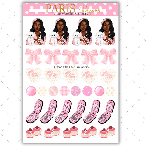 Black Girl Stickers - Pink Paris & Full Sheet 2