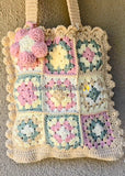 Crochet Tote Bag, Crochet Shoulder Bag - Pastel