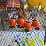 Copper Beaded Earrings - Orange