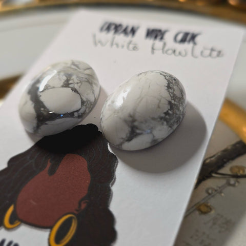 Natural Stone Studs - White Howlite