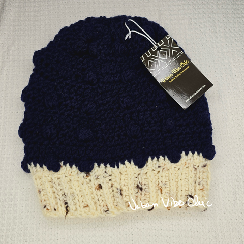 Crochet Beanie Hat - Navy Blue