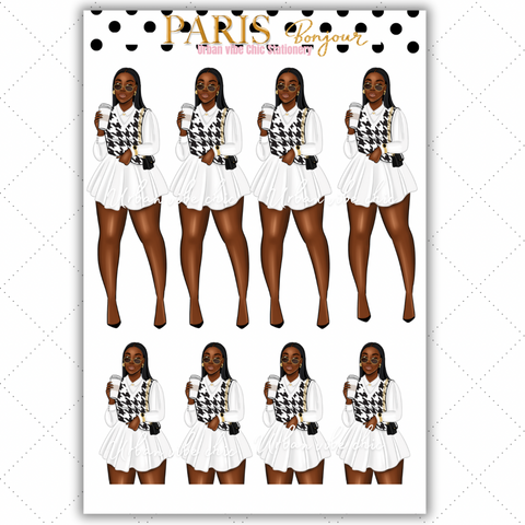 Black Girl Stickers - Paris Black & White