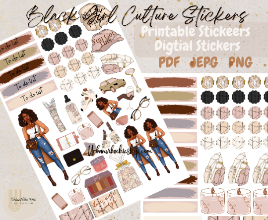 Black Girl Digital Stickers, Goodnote Stickers, Black Girl Digital Pla ...