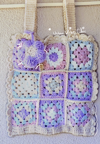 Crochet Tote Bag, Crochet Shoulder Bag - Cotton Candy