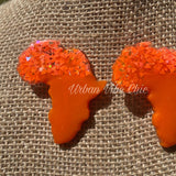 Orange Geo Acrylic African Stud Earrings