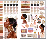 Ponytail Crystals Sheets - Black Girl Planner Stickers