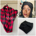 Flannel Scarf Set - Black and Red