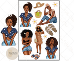 Summer Cuties - Black Girl Planner Stickers