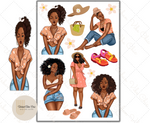 Summer Cuties - Black Girl Planner Stickers