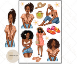 Summer Cuties - Black Girl Planner Stickers