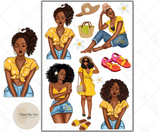 Summer Cuties - Black Girl Planner Stickers