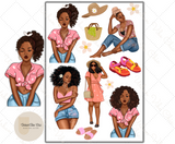 Summer Cuties - Black Girl Planner Stickers