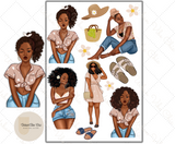 Summer Cuties - Black Girl Planner Stickers