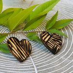 Heart Wood Burned Earrings