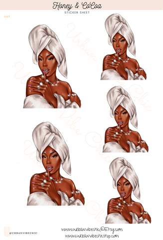 White Headwraps - Black Girl Planner Stickers