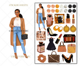 Black Girl Planner Stickers - Brown Skin Tan Coat