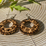 Dangle Tribal Wood Burned Earrings