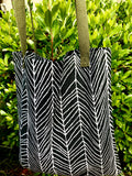 Tribal Black Tote Bag with Olive Straps