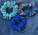 Unique Hair Knit Scrunchies Set - Aztec Blue