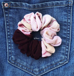 Unique Hair Scrunchies Set  - Burgundy Blush