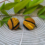 African Print Button Earring - Golden Girl