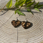 Dangle Heart Wood Burned Earrings